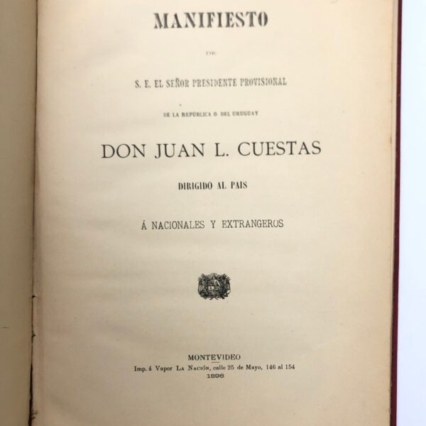 Manifiesto de S.E. El señor presidente provisional de la República Oriental del Uruguay