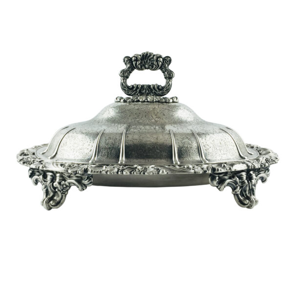 Centro de mesa en metal plateado