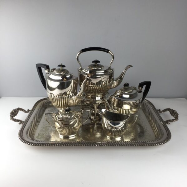 Juego de té y café en metal plateado