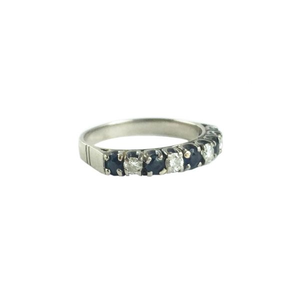 Anillo oro 18 K, brillantes y zafiros