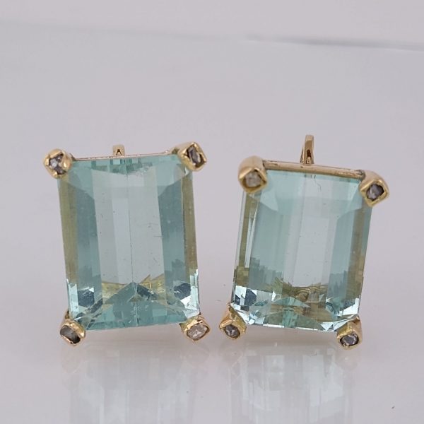 Caravanas oro 18 K y aguamarina