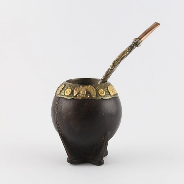 Mate en calabaza, plata y oro