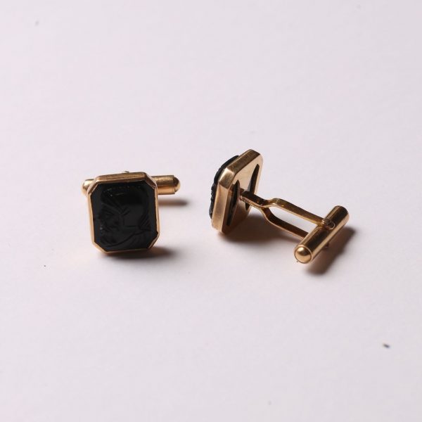Gemelos oro 18 K y ónix