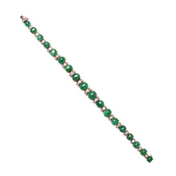 Pulsera oro, esmeraldas y brillantes