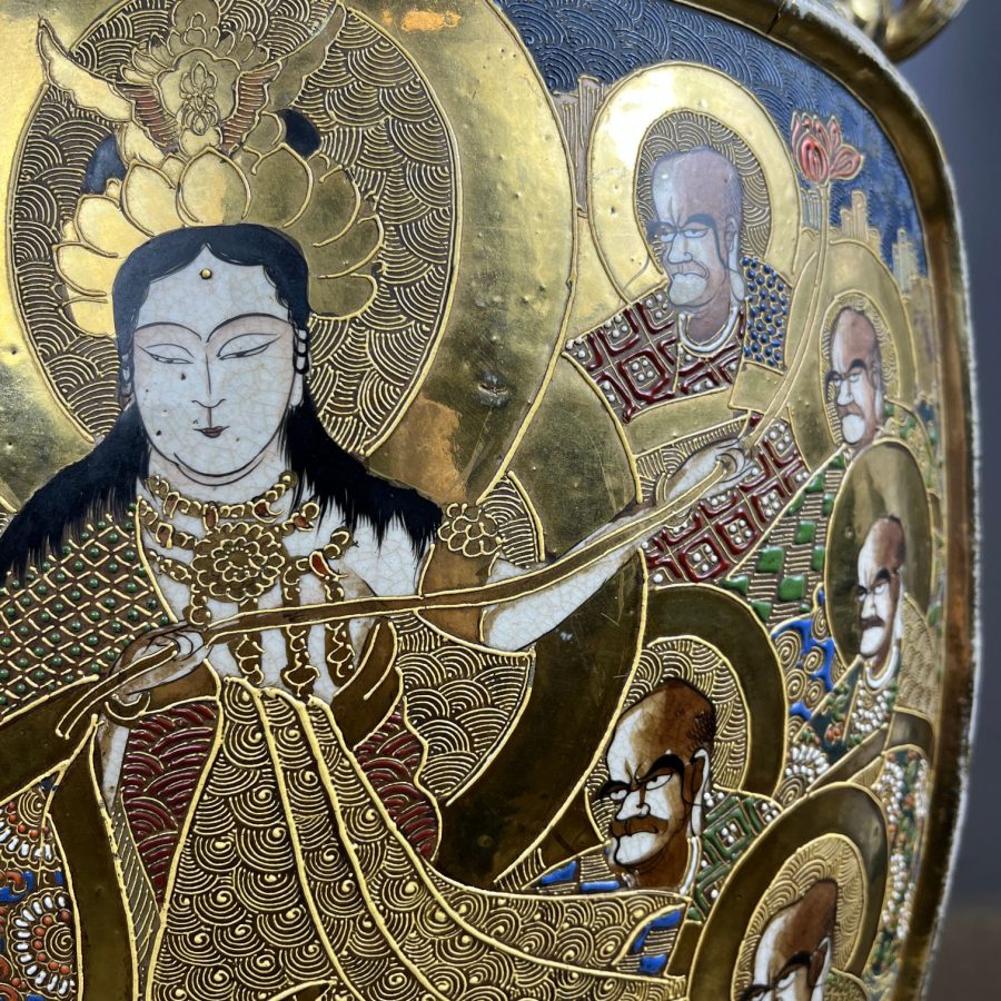 Jarrón japonés en porcelana Satsuma - Imagen 3