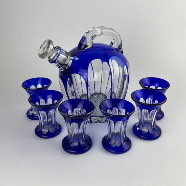 Juego de licorera y vasos en cristal