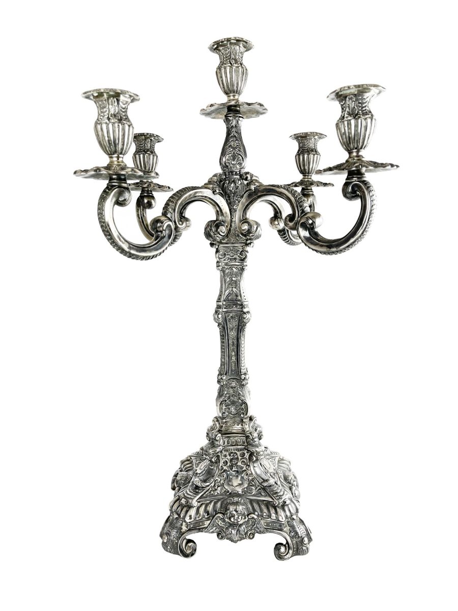 Par de candelabros portugueses en plata - Imagen 2