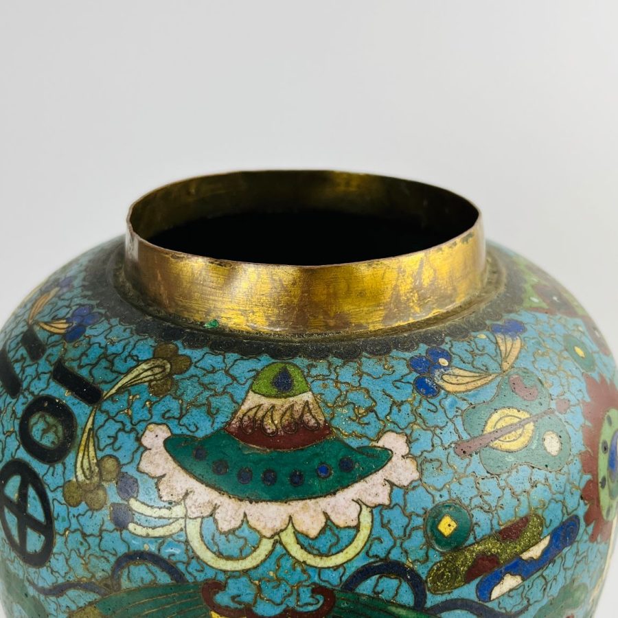 Potiche chino en bronce cloisonné - Imagen 2