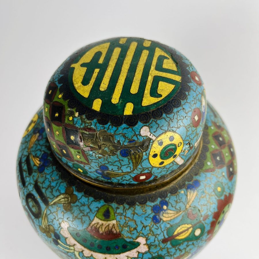Potiche chino en bronce cloisonné - Imagen 4