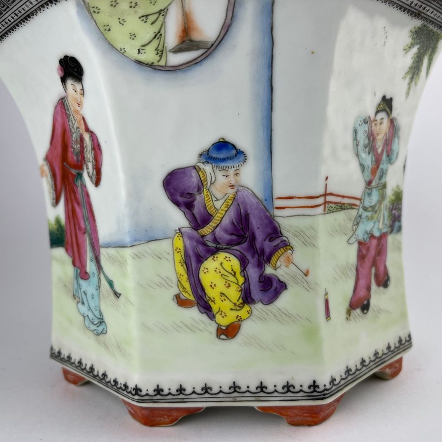 Macetero chino en porcelana Familia Rosa - Imagen 2