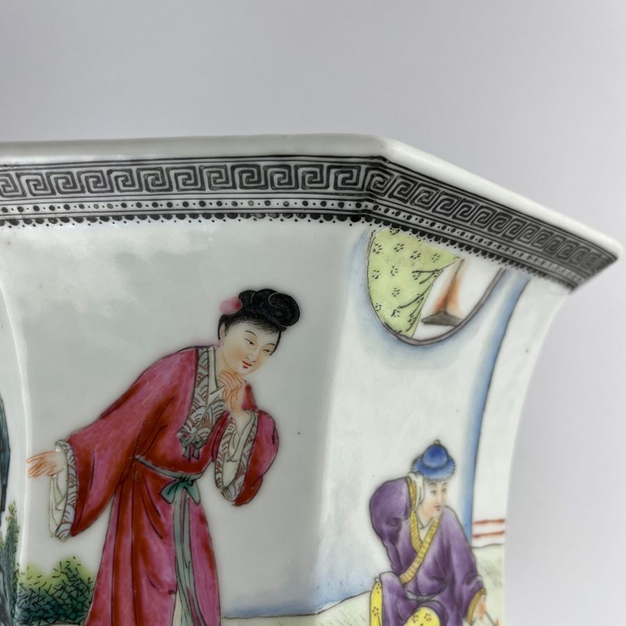 Macetero chino en porcelana Familia Rosa - Imagen 5