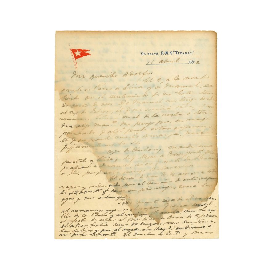 Carta enviada desde el RMS Titanic por el pasajero uruguayo Ramón Artagaveytia Gómez