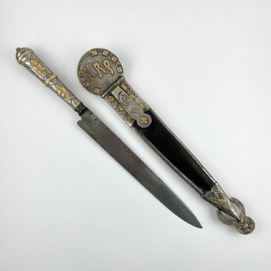 Cuchillo criollo "Guazú Virá" en plata y oro - Imagen 2