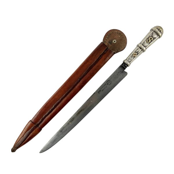 Cuchillo criollo "Cazador al filo" en plata y oro