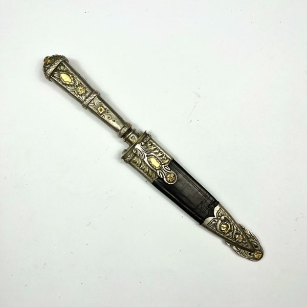 Cuchillo criollo Acero Sueco en plata y oro