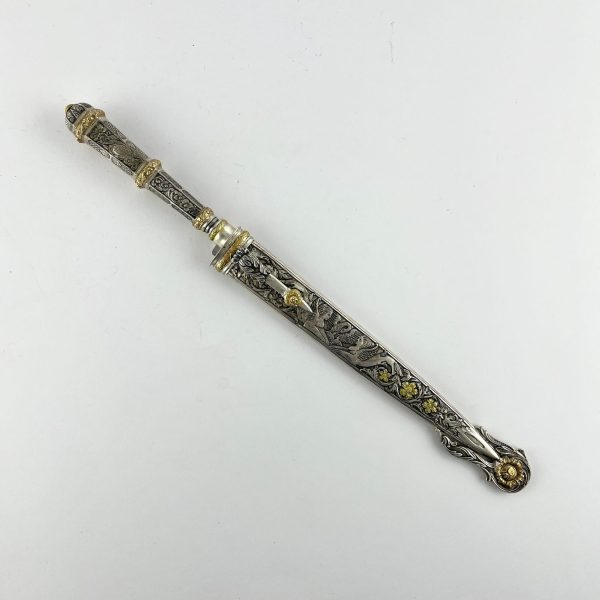 Cuchillo criollo "Corneta" en plata y oro