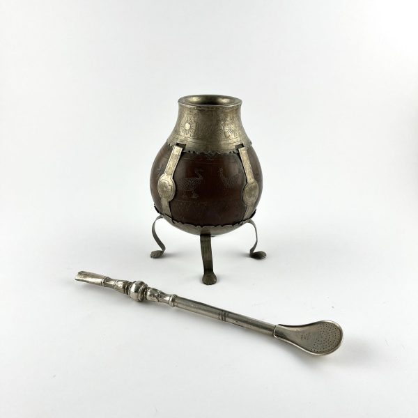 Mate en calabaza y plata