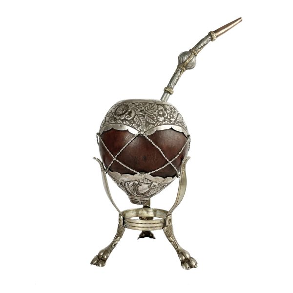 Mate en calabaza y plata