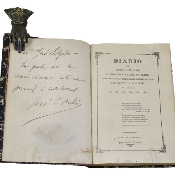 VIANA, FRANCISCO JAVIER DE. «Diario del Teniente de Navío D. Francisco Xavier de Viana trabajando en el Viage Explorador de las Corbetas de S. M. C. "DESCUBIERTA" Y "ATREVIDA". Cerrito de la Victoria, 1849.