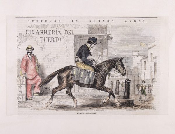 JEAN-LEÓN PALLIÈRE. “A Buenos Ayres Milkman. Sketches in Buenos Ayres”. 1858.