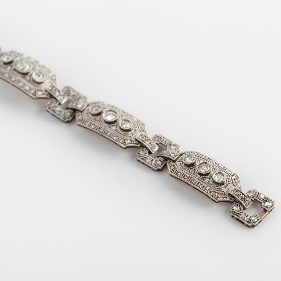 Pulsera art decó oro 18 K, diamantes y brillantes - Imagen 3