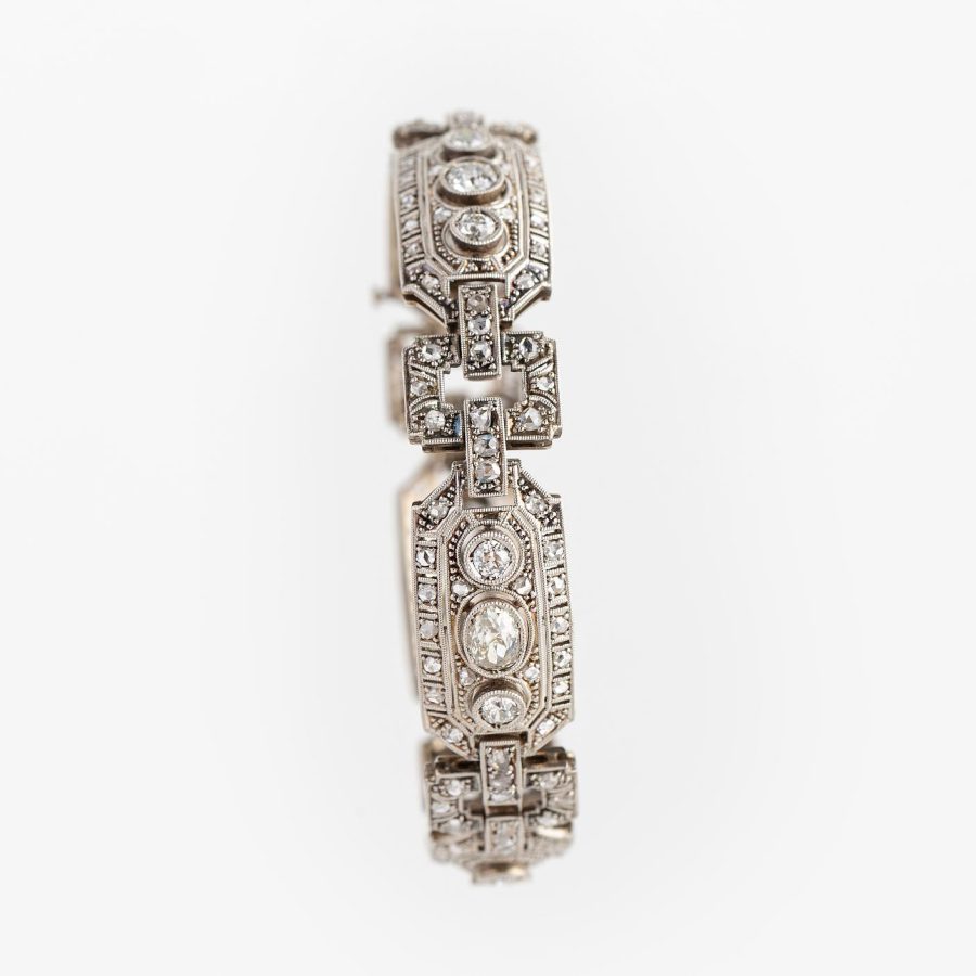 Pulsera art decó oro 18 K, diamantes y brillantes - Imagen 7