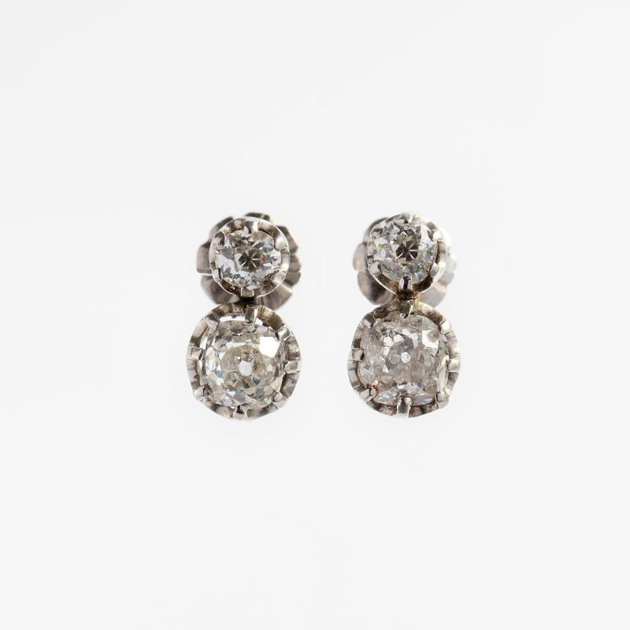 Par de caravanas oro 18 K y brillantes - Imagen 2