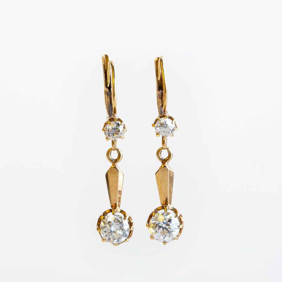 Par de caravanas oro 18 K y brillantes - Imagen 2