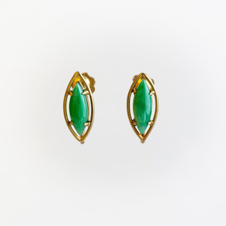 Par de caravanas oro y jade - Imagen 2