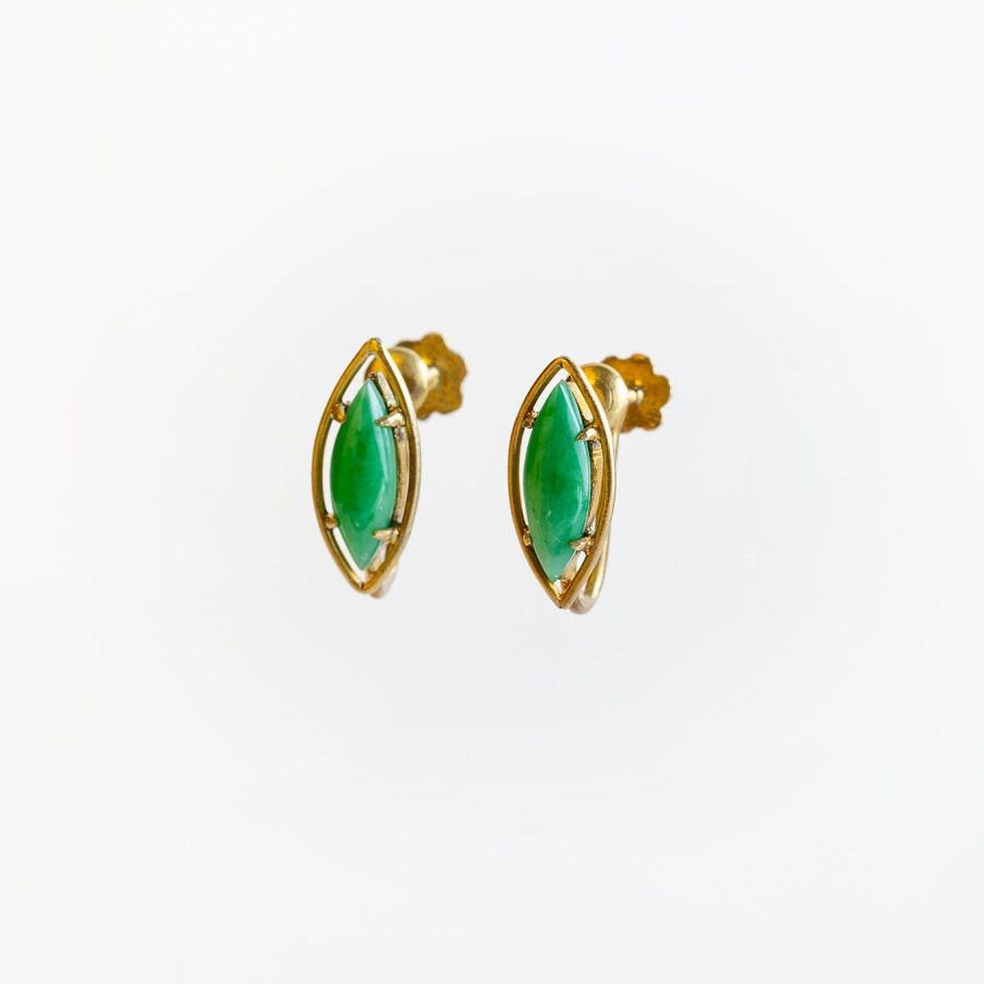 Par de caravanas oro y jade - Imagen 3