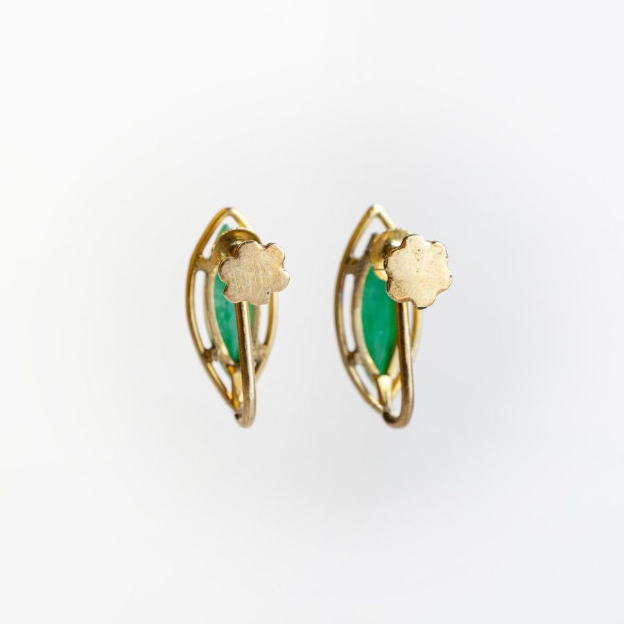 Par de caravanas oro y jade - Imagen 4
