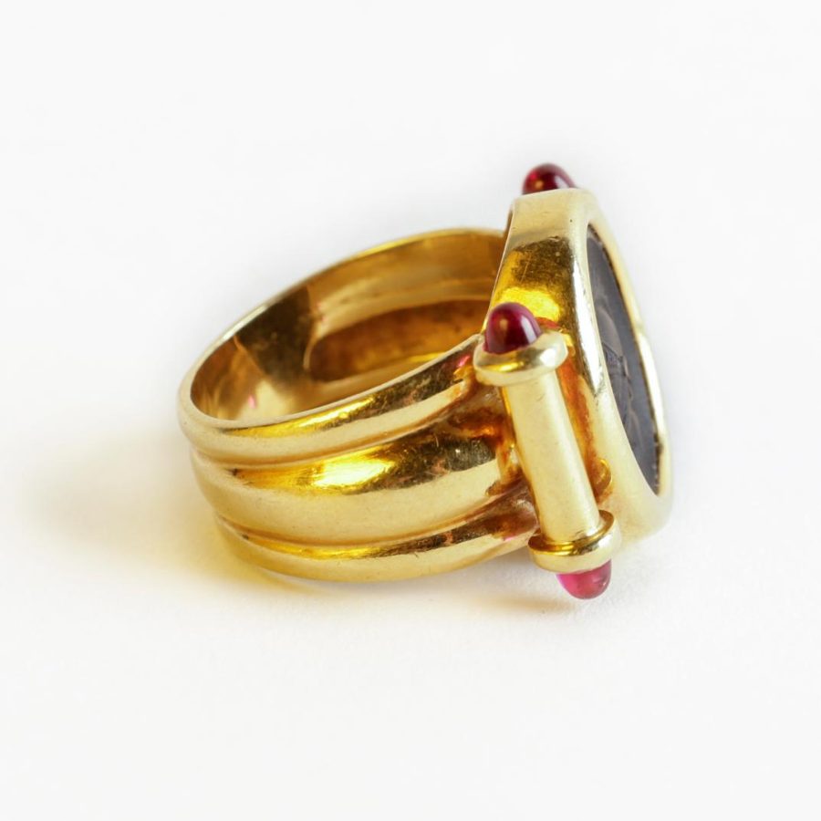 Anillo oro 18 K, ónix y zafiros - Imagen 2