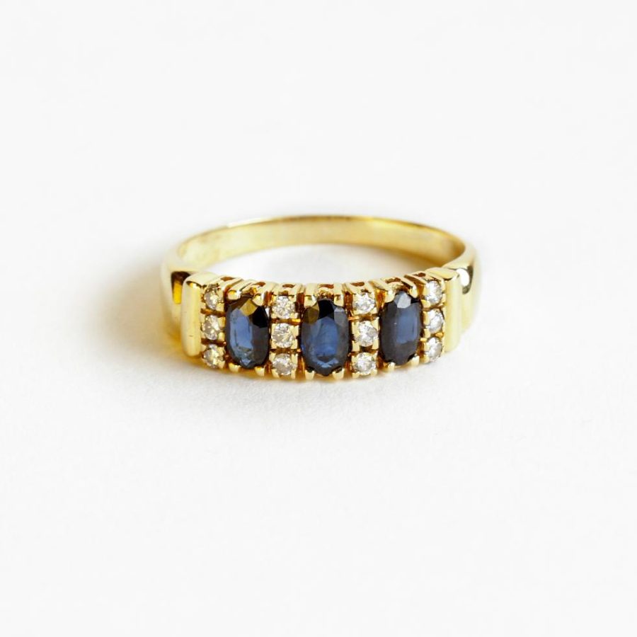Anillo oro 18 K, zafiros y brillantes - Imagen 2