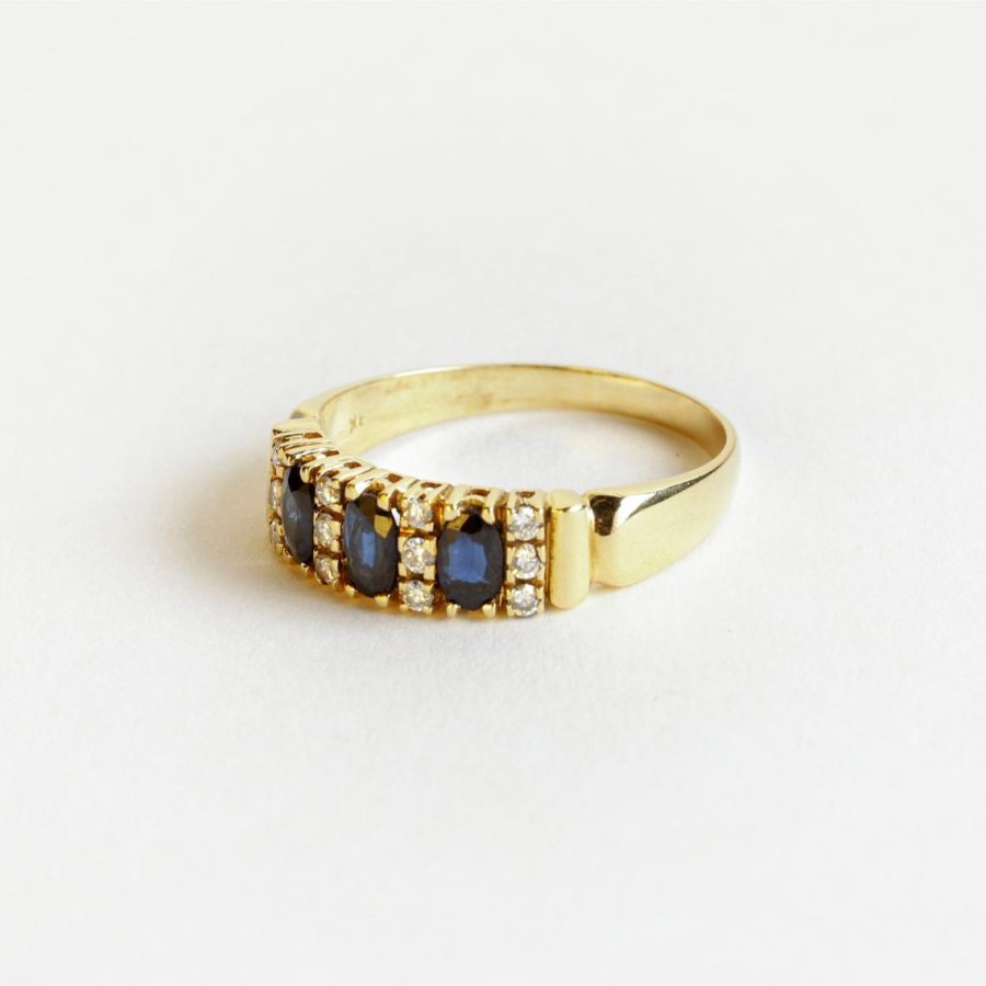 Anillo oro 18 K, zafiros y brillantes - Imagen 3