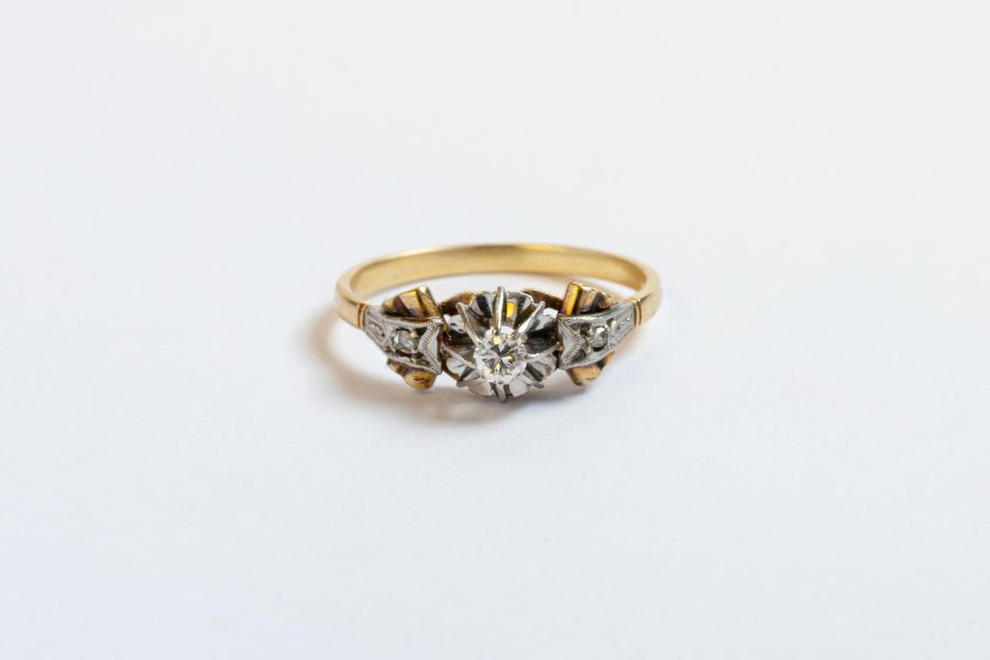 Anillo oro 18 K, brillante y diamantes - Imagen 2