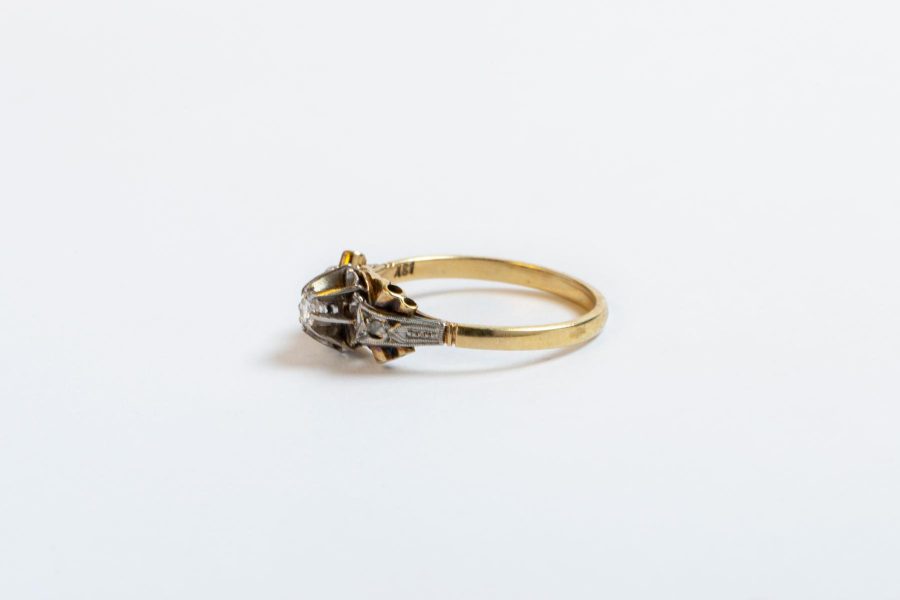 Anillo oro 18 K, brillante y diamantes - Imagen 3