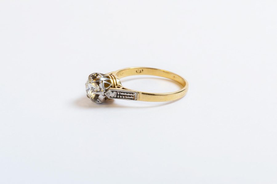 Anillo oro 18 K, brillante y diamantes - Imagen 7