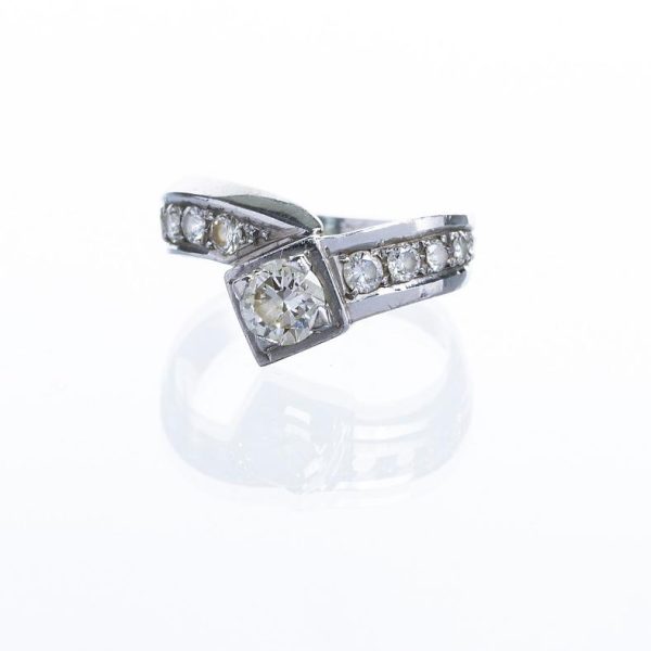 Anillo oro 18 K blanco y brillantes