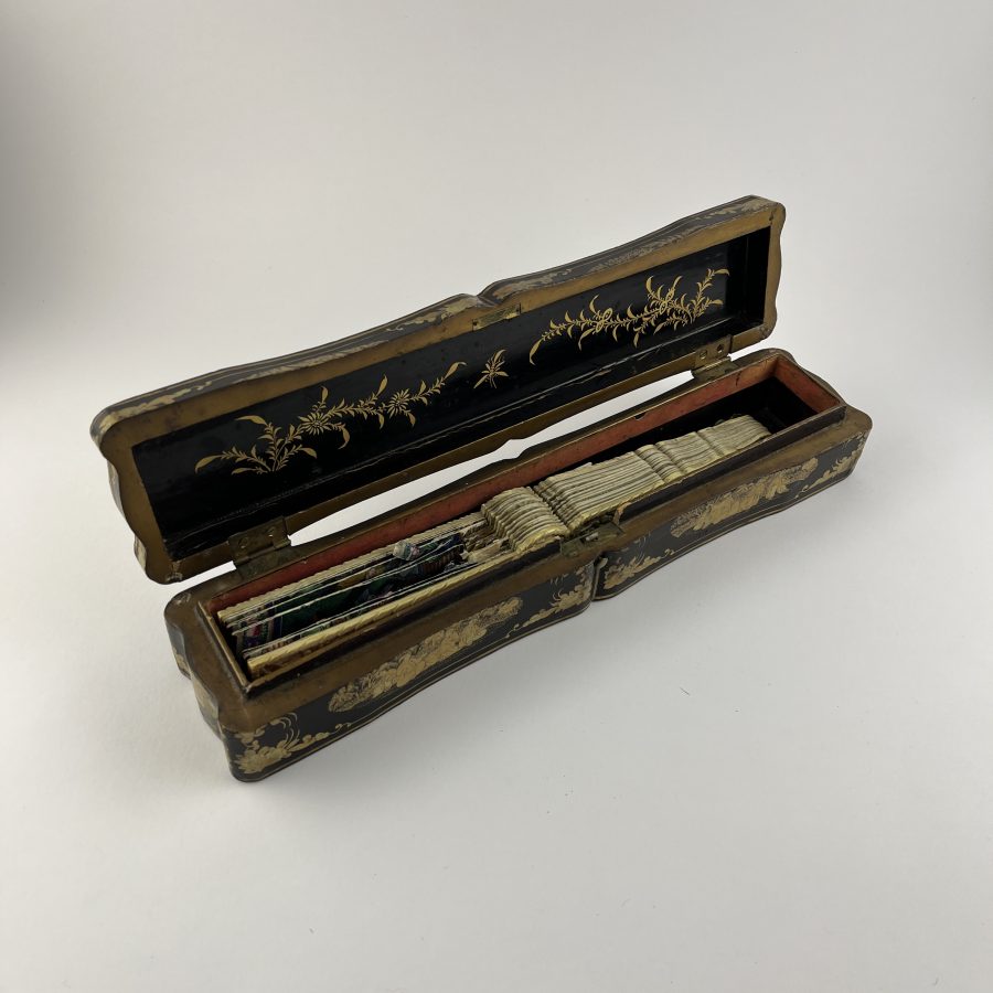Abanico chino mandarín, en caja de Pekín - Imagen 3