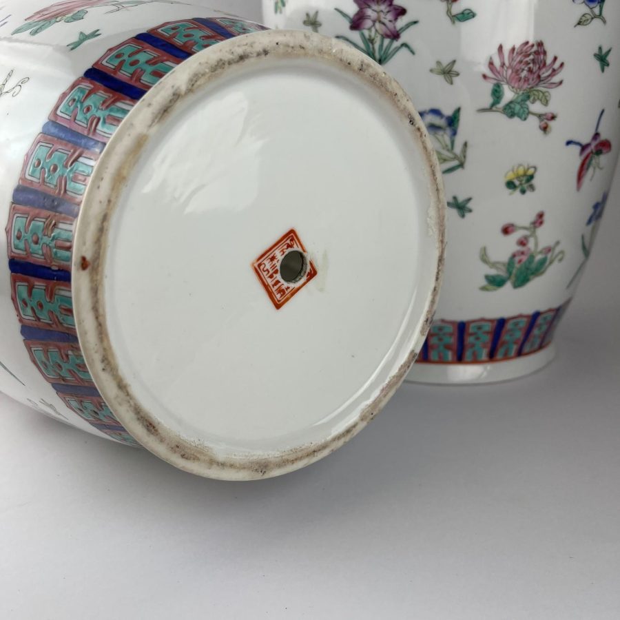 Par de jarrones chinos en porcelana familia rosa - Imagen 2