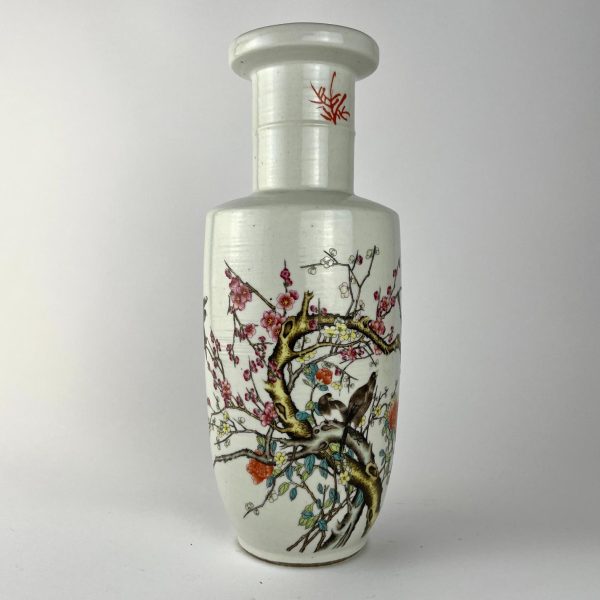 Jarrón chino en porcelana familia rosa