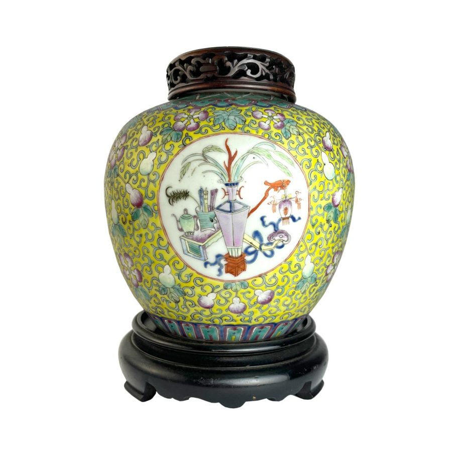 Ginger jar chino en porcelana familia rosa