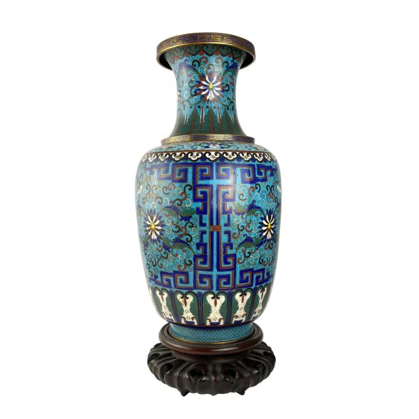Jarrón chino en bronce cloisonné