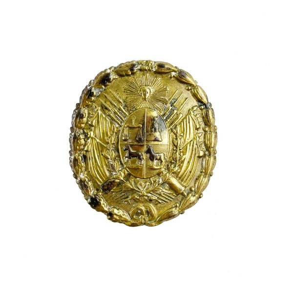 Hebilla uruguaya escudo de armas con trofeos