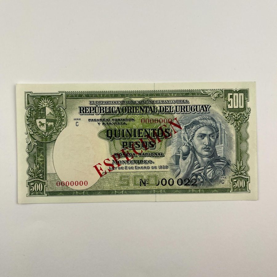 Uruguay Billete Espécimen 500 Pesos