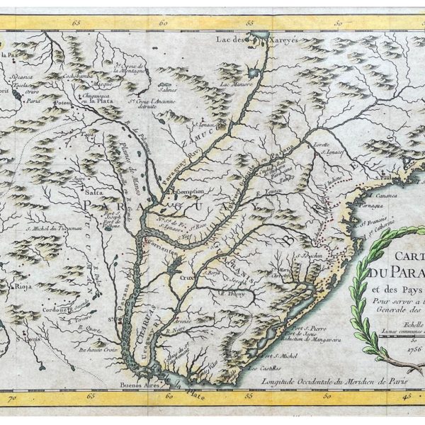 JACQUES-NICOLAS BELLIN
Carte du Paraguay et des Pays voisins.