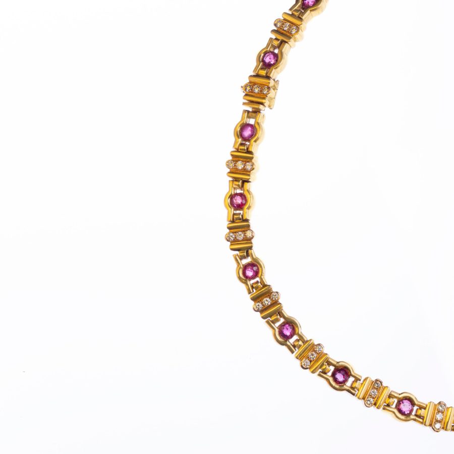 Gargantilla oro 18 K amarillo, rubíes y diamantes - Imagen 3