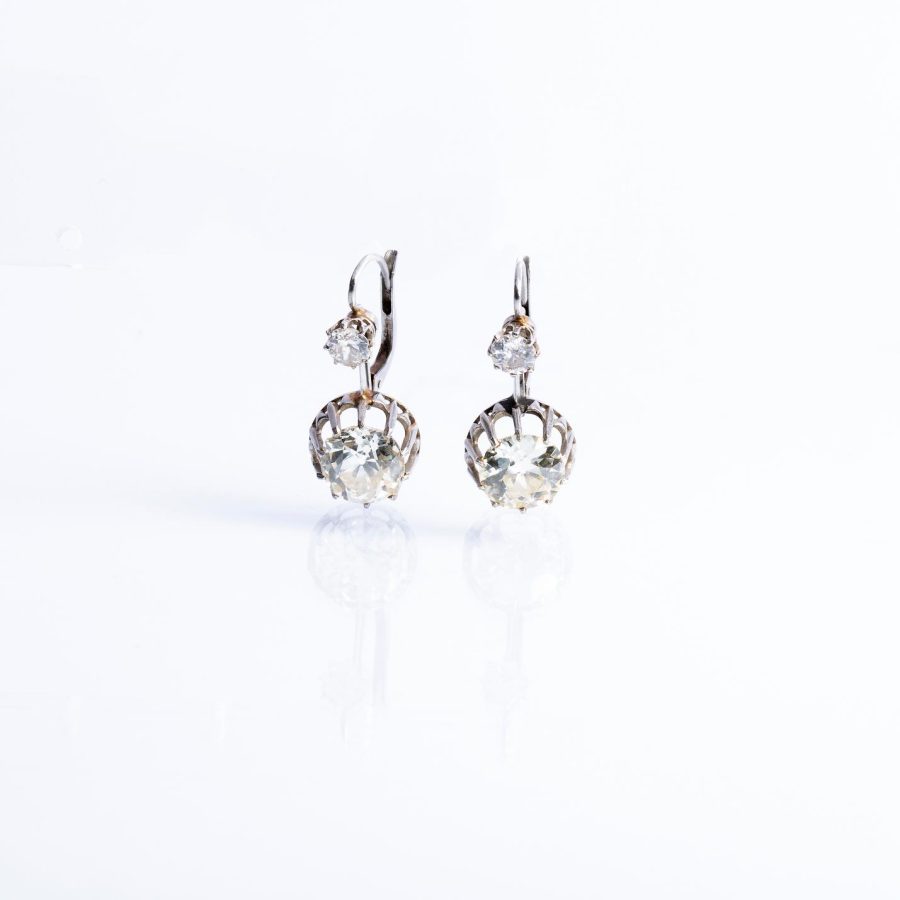 Caravanas oro 18 K blanco y diamantes - Imagen 2