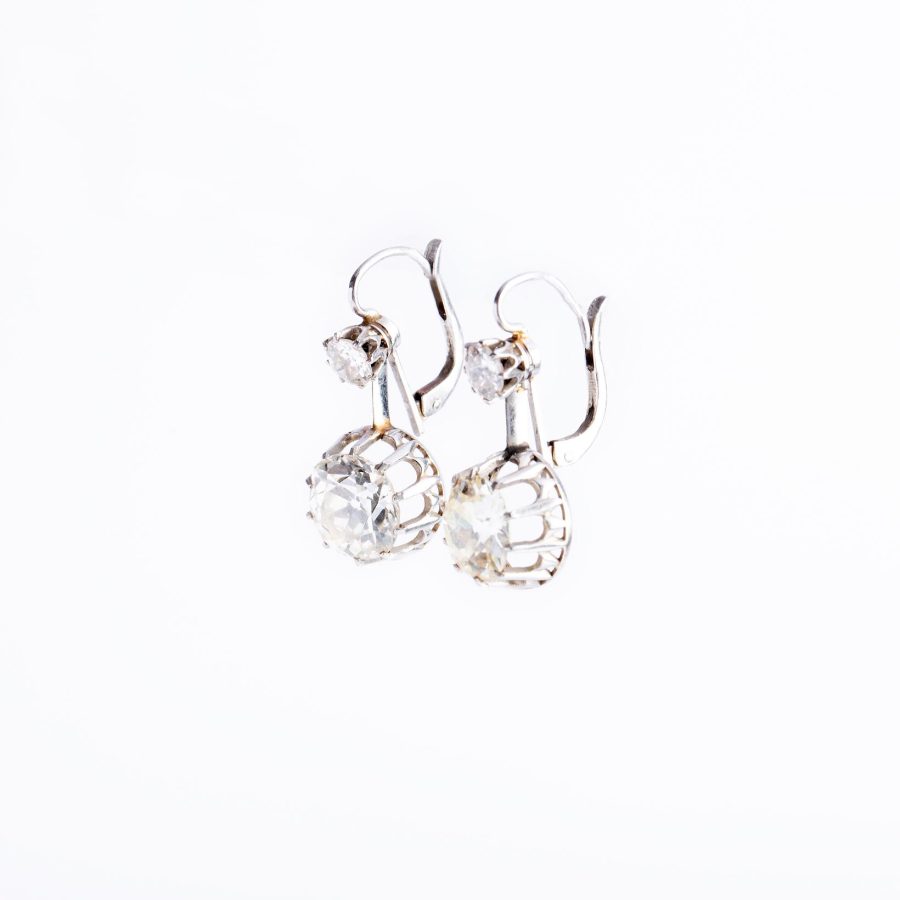 Caravanas oro 18 K blanco y diamantes - Imagen 3
