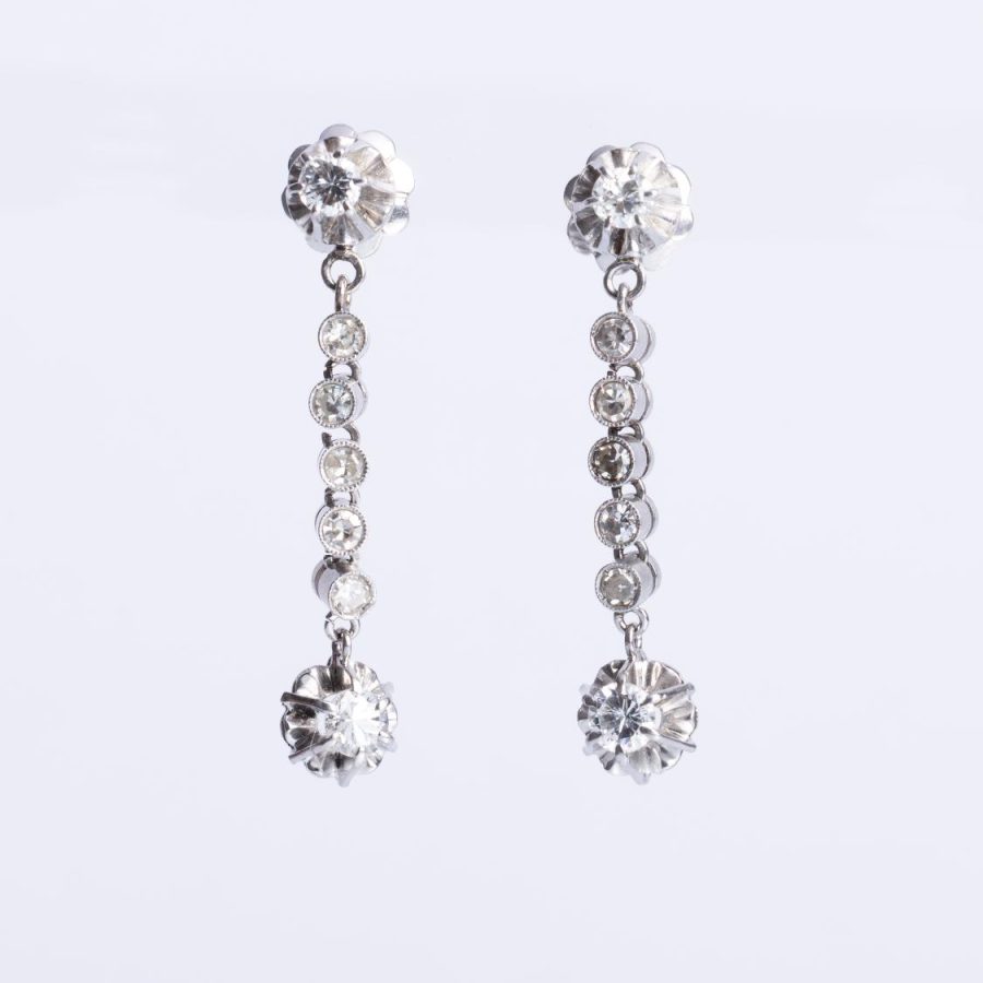 Caravanas oro 18 K blanco y diamantes